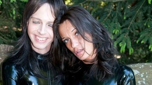 Two latex loving lesbos go into the woods