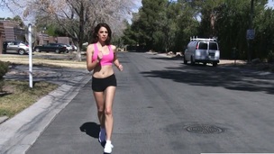 Sport chick Eva Long is having sex after running