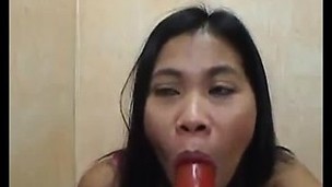 Asian sucking dildo 2 Quyen from 1fuckdatecom