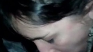 Amateur amazing dark haired MILF got totally absorbed with engulfing a cock