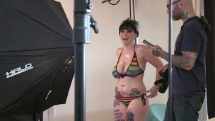 Tattooed emo porn star Joanna Hotty in hot backstage video