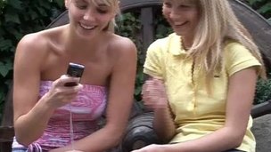 Blondes with perfect meatballs have beautiful lesbo sex outdoors