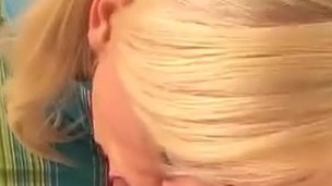 teen blonde blowjob facial