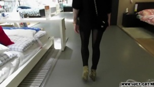 Stunning Dilettante Blowjob at Ikea Store Public Jizz flow Lucy Cat